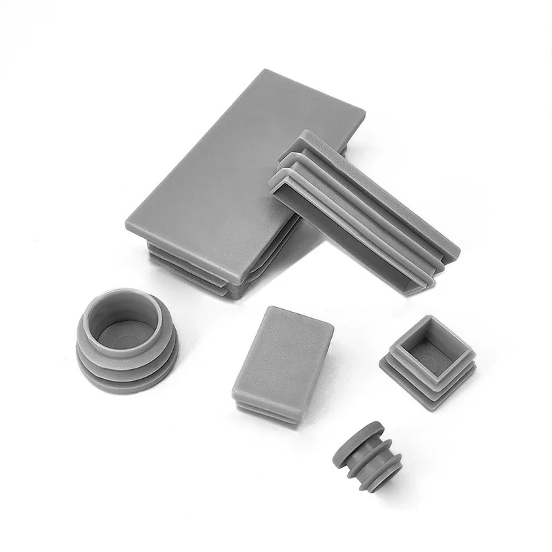 رمادي البلاستيك جولة / مربع إدراج المكونات الأثاث كرسي الجدول قدم غطاء تقطيع نهاية الغطاء