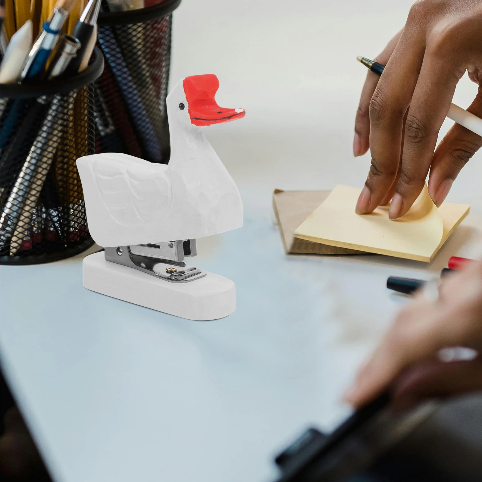 

Wooden Animal Stapler Cartoon Portable Student Stationery Wood Material Practical Easy Use Unique Style Focus Crowd