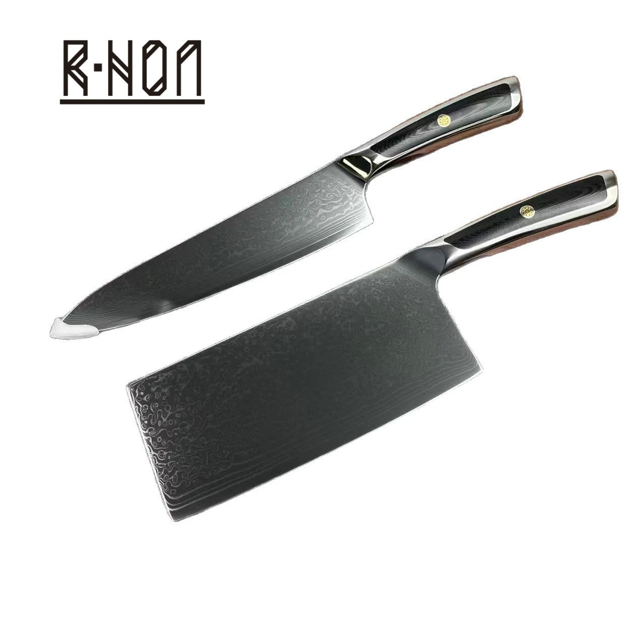 RHON 7inch Cleaver Knife VG10 Damascus Steel Blade G10 Handle Chinese Kitchen Utility Meat Slicing Chef Cutting Gyuto Knives