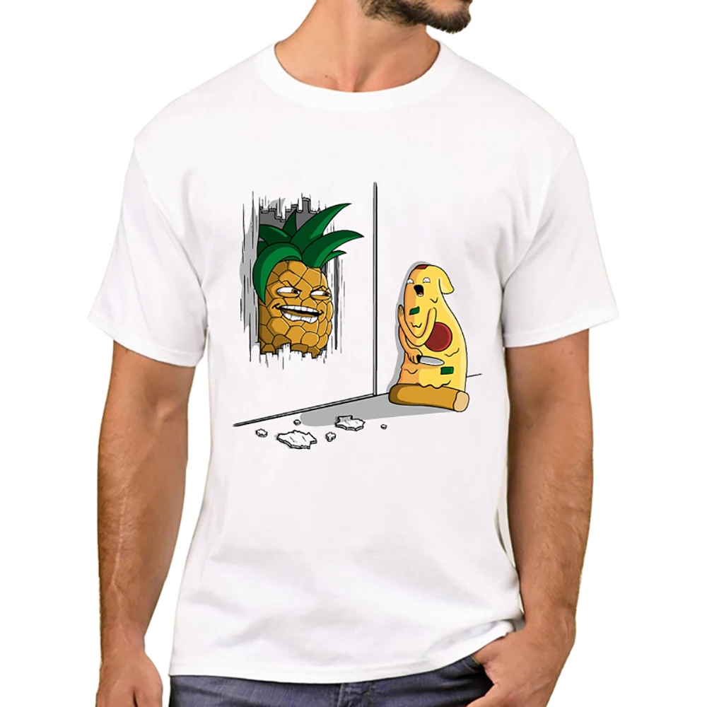 Men\'s Funny Pineapple and Pizza Print Tee Short-Sleeve Comfy T-Shirt  Tops For Spring Summer