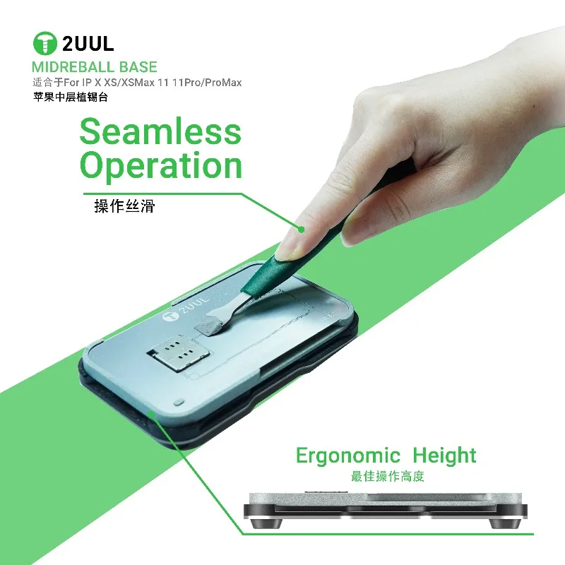 2UUL BH41 Set Piattaforma Magnetica per Reballing BGA per Riparazione CPU di iPhone X XS XS Max 11Pro 11ProMax, Strumento per Applicazione Stagno