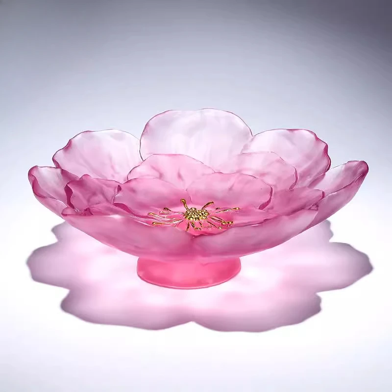 

Glazed peony fruit plate crystal ornament
