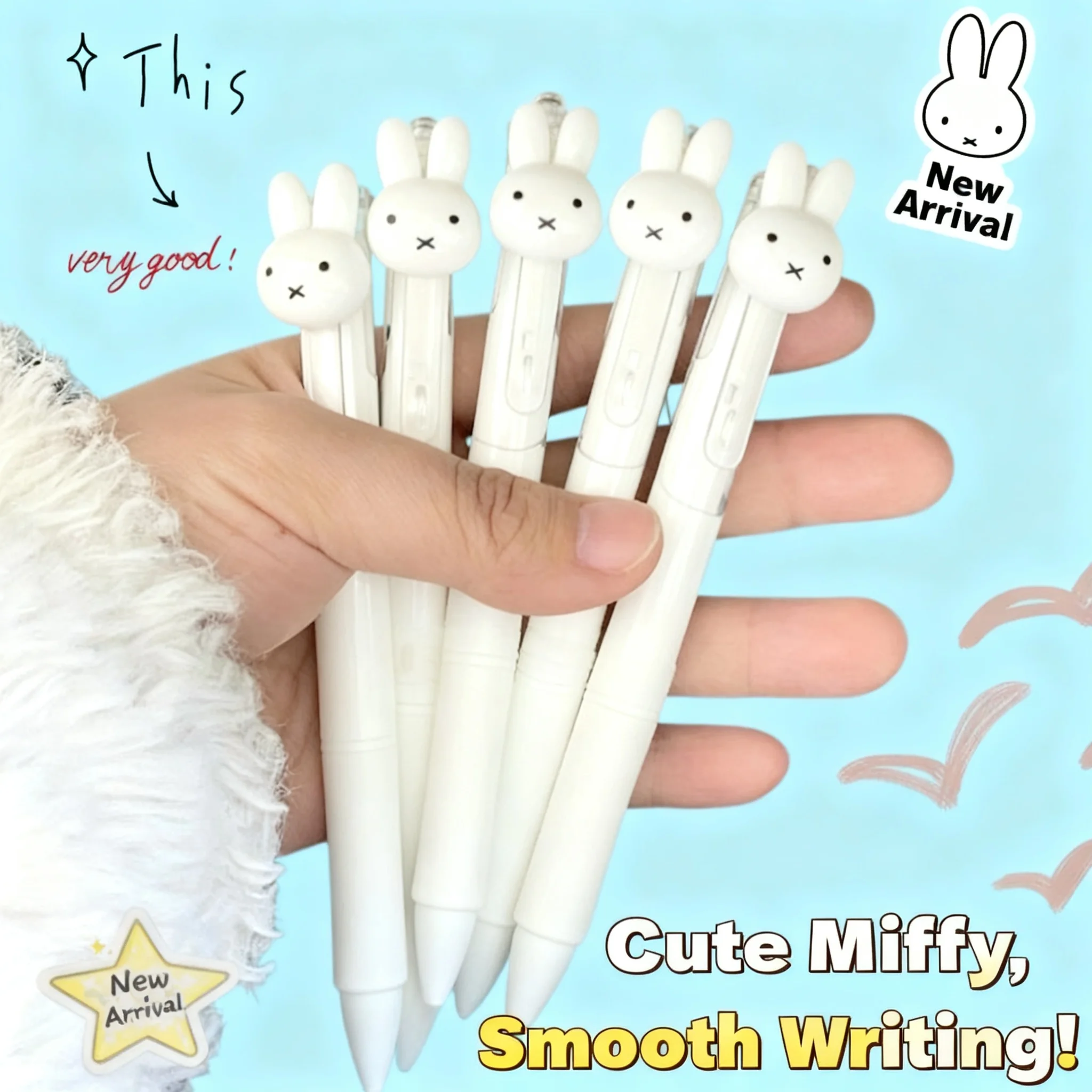 Stylo à bille rétractable Miffy, séchage rapide, écriture fluide, esthétique, grande capacité, pour l'étude, haute qualité