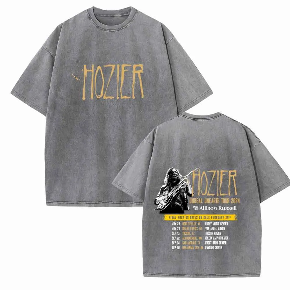 Hozier Unreal Unearth Tour 2024 Shirts Vintage Harajuku Summer  Unisex O-Neck Short Regular  Sleeve Cotton T-Shirts