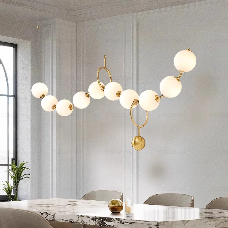 

Magic Bean French Restaurant Pendant Light Luxury Creative Designer Island Desk Lamp Pearl Necklace Cream Decorative Lamp