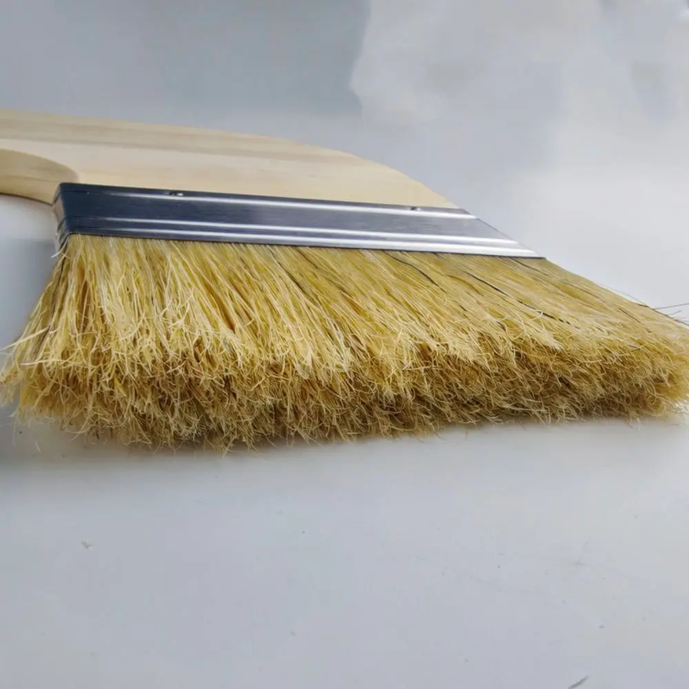 4 Inch Natural Bristle Paint Brush Dual Head Stainless Steel Ferrule Wood Handle Professional Tool For Wall Texturing