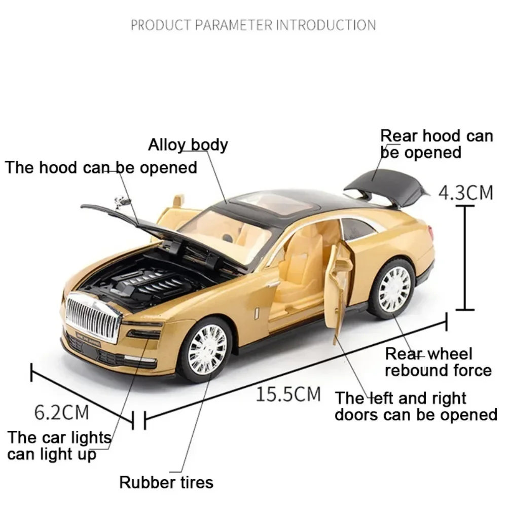 Rolls Royce Spectre-modelos de aleación para niños, coches de juguete de alta simulación, Metal fundido a presión, sonido ligero, vehículo de juguete, regalos para colección, 1:32