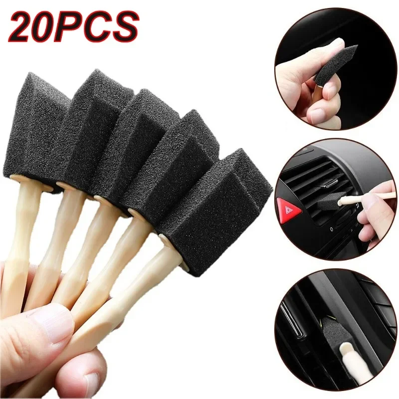 1/20pcs Car Interior Air Outlet Cleaning Sponge Brush Interior Detailing Dust Removal Airs Conditioner Grille Cleaner Brushes