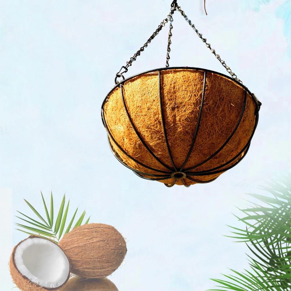 

Hanging Flower Wall Mount Planter Basket Rattan Coir Fiber Hanging Plastic Flower Pot Succulent Plants Decor Durable Rustproof