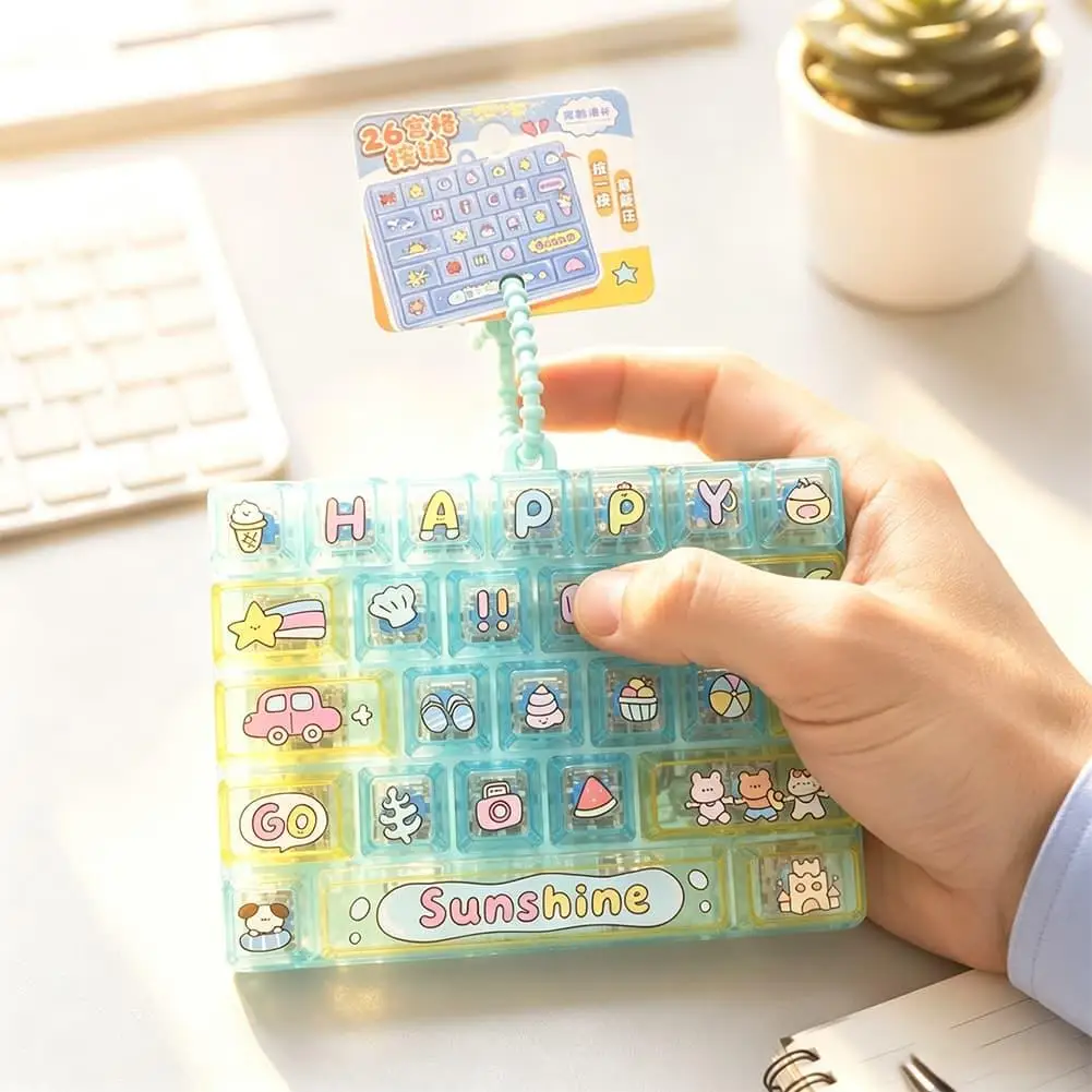 Cartoon Alphabet Keyboard Push Pop Toy Mini Bubble Fidget Sensory Toy Stress Relief Hand Game Keychain Ornament 열쇠고리 view 4