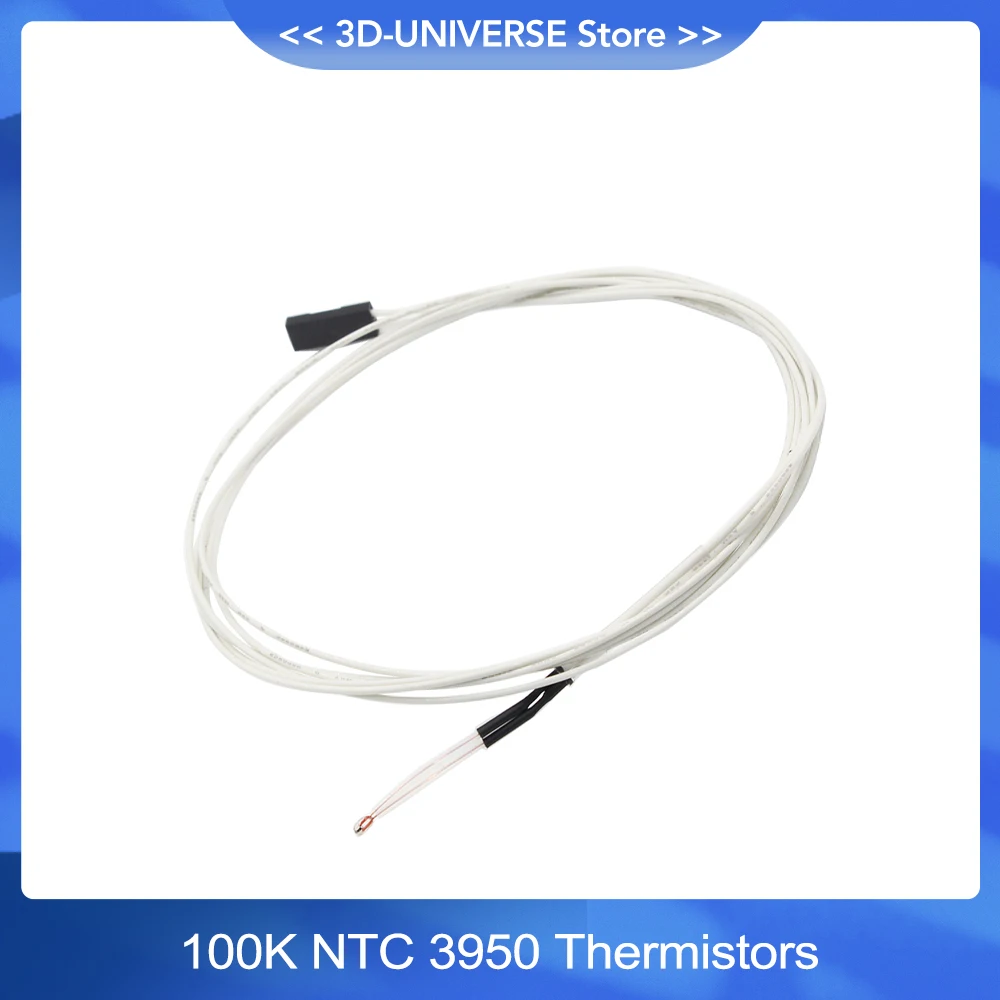 1Pc 3D Printer Parts 100K NTC 3950 Single-ended Glass Sealed Thermistor Temperature Sensor With XH2.54-2P Terminal 1M Cable