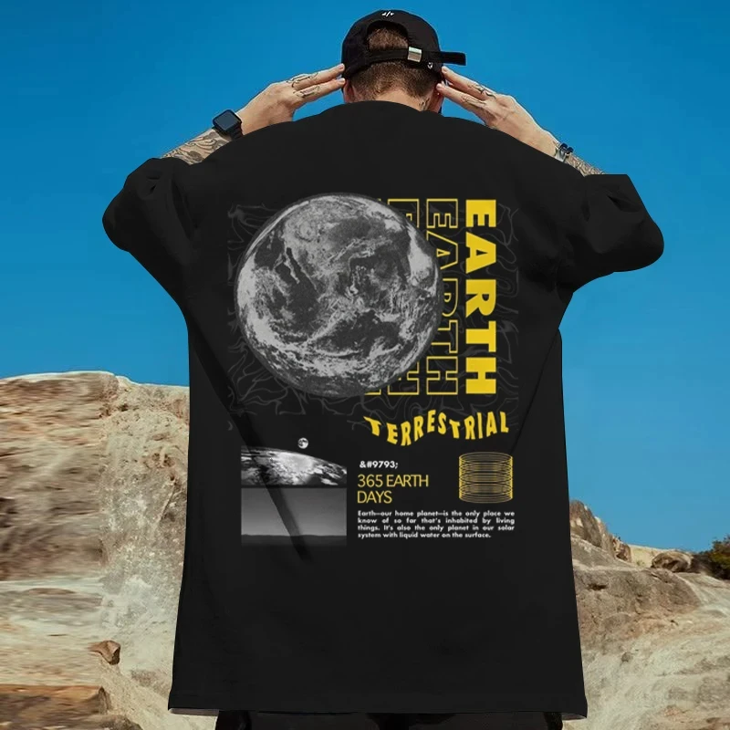 Moon short sleeve planet T-shirt 3D printing pattern short sleeve summer men's clothing new casual tops oversized men's wear image 2
