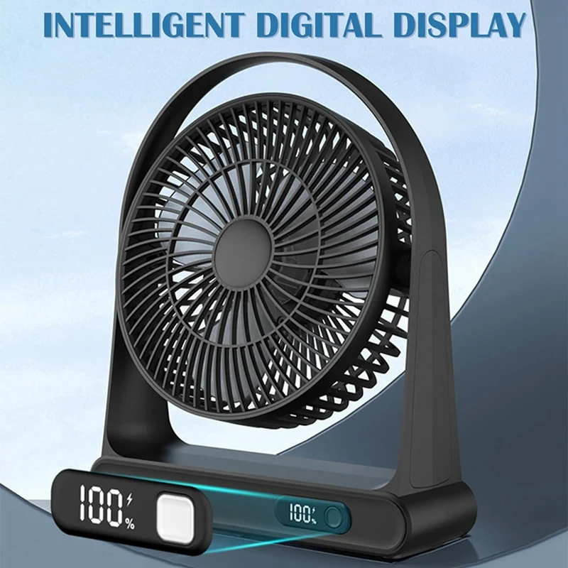 Ventilador pequeno USB de mesa, ventilador de escritório, mini ventilador portátil recarregável com display digital