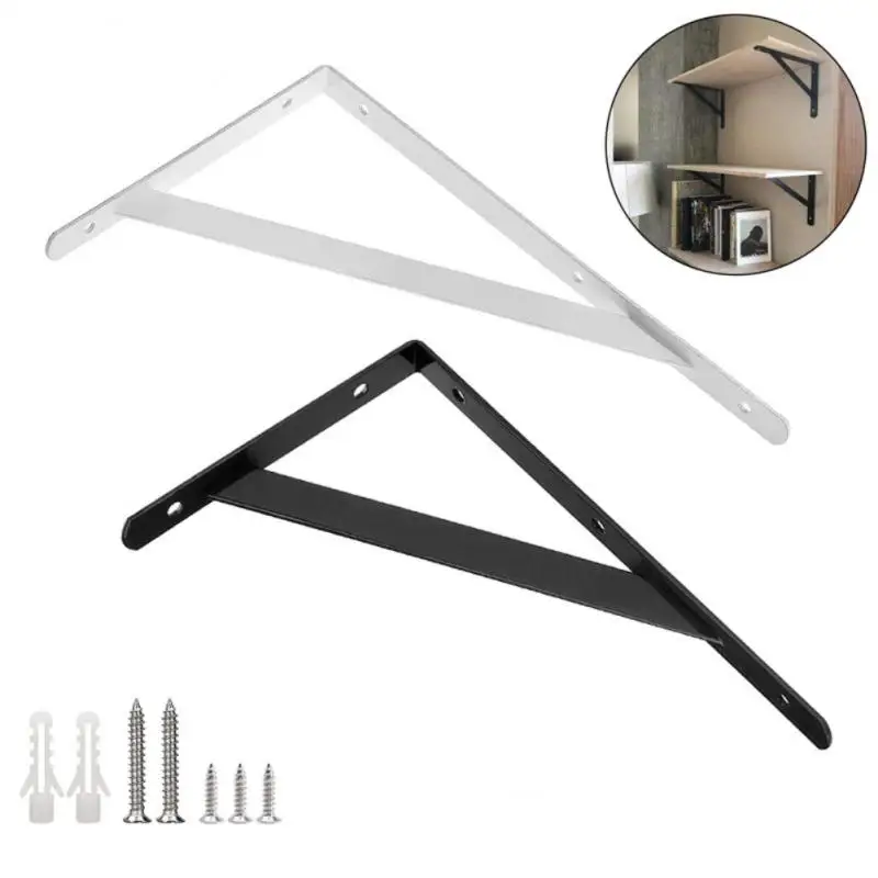Suportes de prateleira resistentes com parafusos 8 pacote preto metal suportes de prateleira de ângulo suportes de prateleira de flutuação resistente ferragem de prateleira