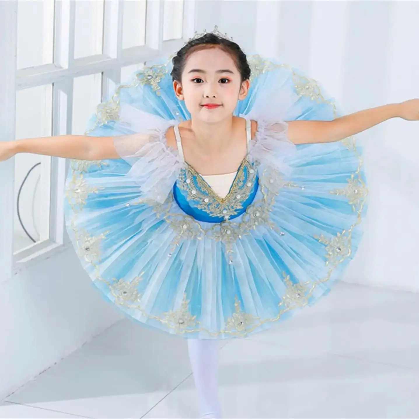 Profesjonalne stroje gimnastyczne do tańca 2024, spódnica baletowa, koronka rozpuszczalna w wodzie, siatka, spódnica dla dorosłych w rozmiarach 110-160, kostium do tańca łabędzia.