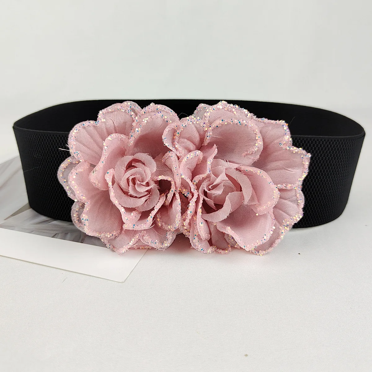 Women's Runway Fashion Flower Elastic Cummerbunds Female Dress Corsets Waistband Belts Decoration Wide Belt R2320