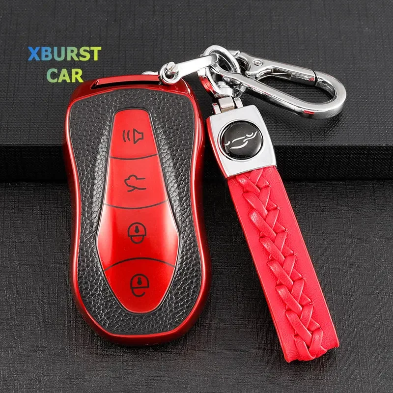 TPU Leather Shell Fob for Geely Azkarra Tugella FY11 2019 2020 Atlas Pro New Emgrand GS X6 SUV EC7 Car Remote Key Case Cover