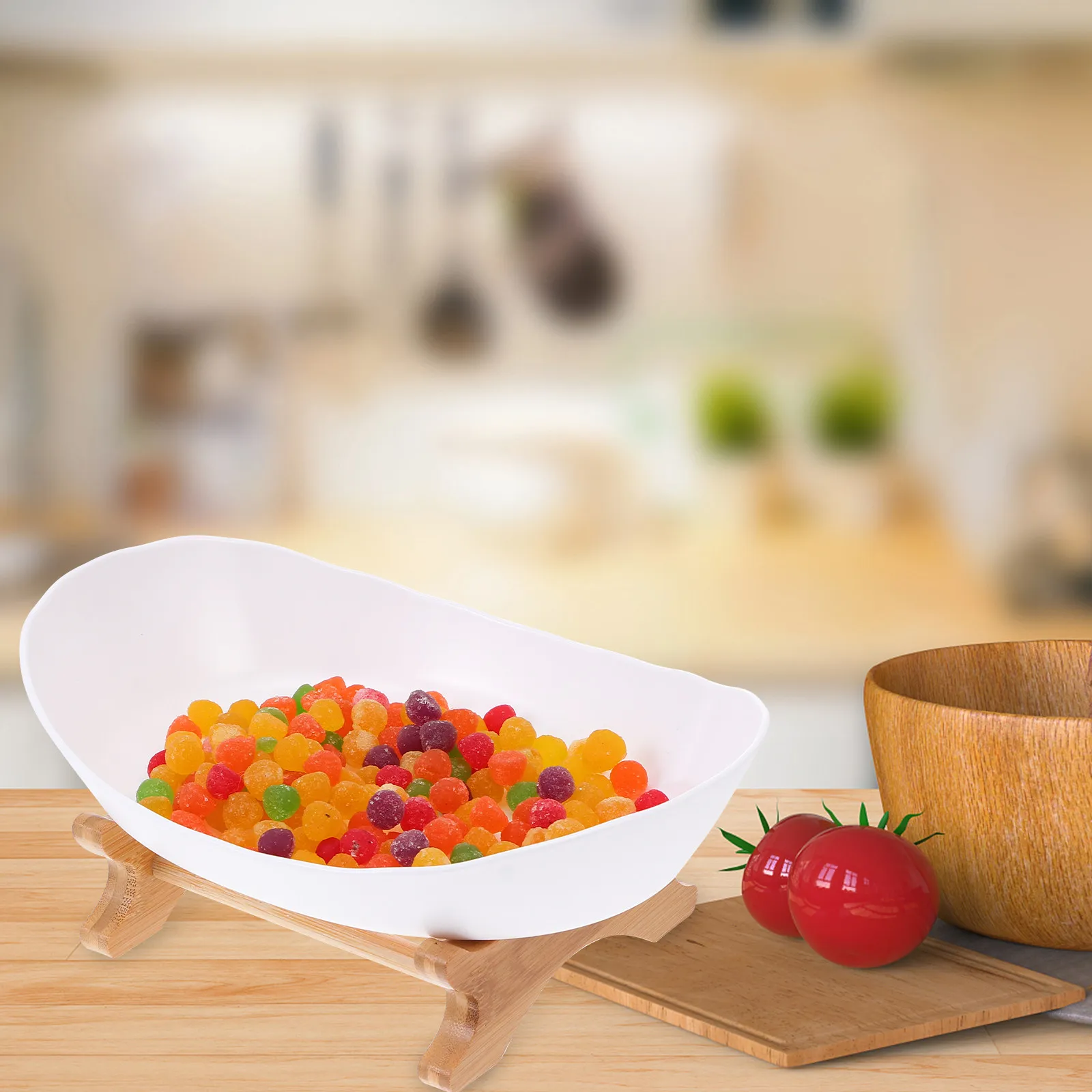 

1Set Elegant Oval Plastic Fruit Tray Snack Plate Multipurpose Food Storage Holder for Living Room Kitchen Fruit Plate