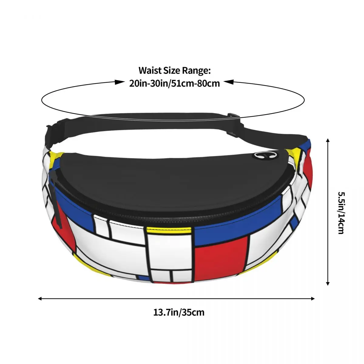 مخصص بييت موندريان غرزة الحد الأدنى الفن الحديث حقيبة فاني ، هندسية حزمة الخصر Crossbody ، الرجال السفر المشي لمسافات طويلة الهاتف الحقيبة المال