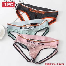 Sexy Men Thong Underwear Jockstraps Crotchless Underpants Low Waist Bikini Panties Thin Elastic Thread Skin Friendly Lingerie