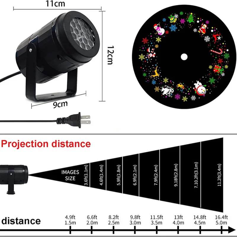 Christmas Party Lights Stage Light Led Projector Light Built-in 16 Patterns Indoor and Outdoor Laser Lamp