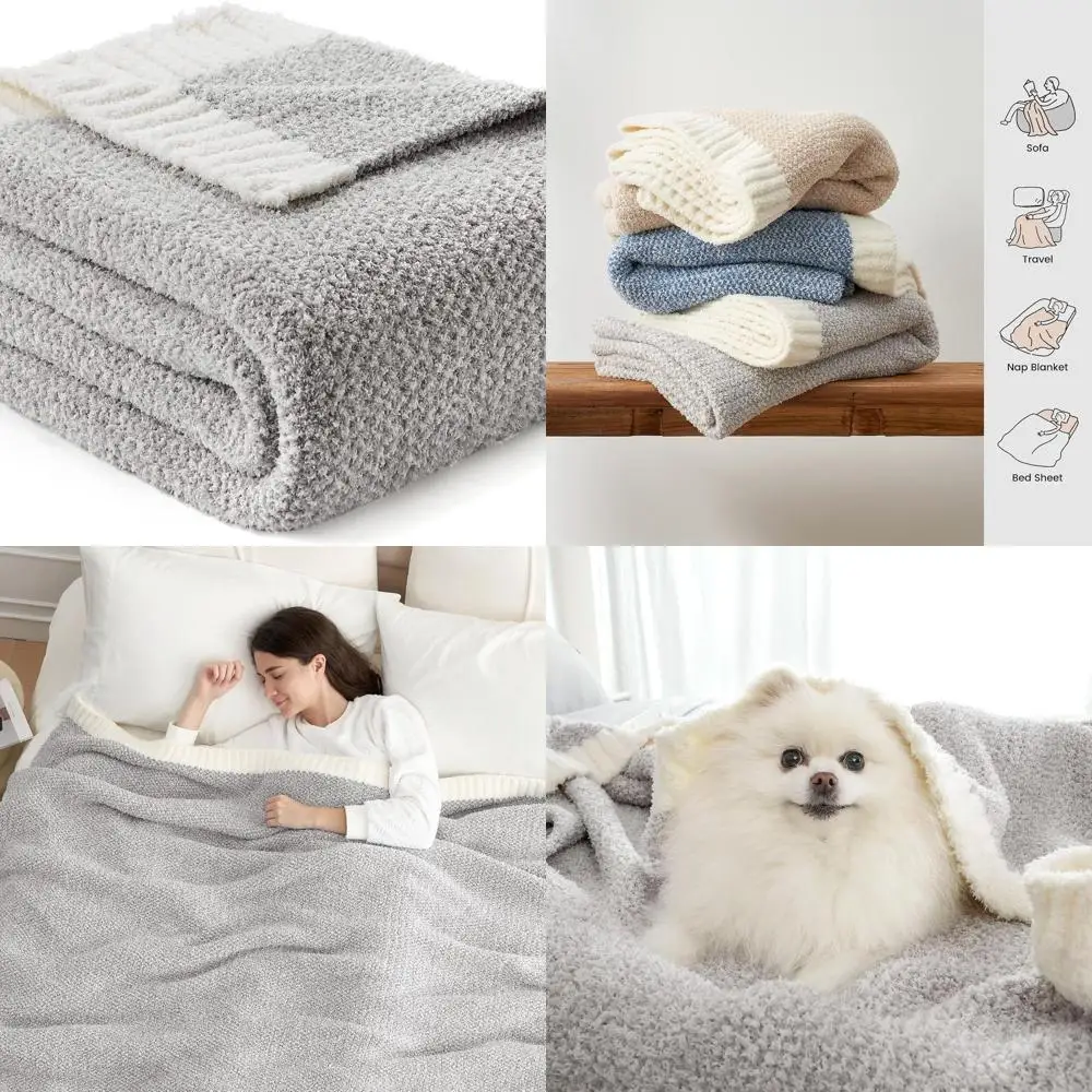 

Роскошное одеяло большого размера Heather Grey Twin XL, очень мягкое и теплое, идеально подходит для кровати или гостиной, микрофибра 66x90