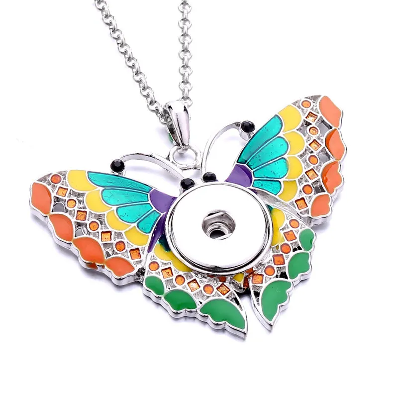 

sublimation butterfly women necklaces pendants button necklace pendant jewelry consumable 20pcs/lot