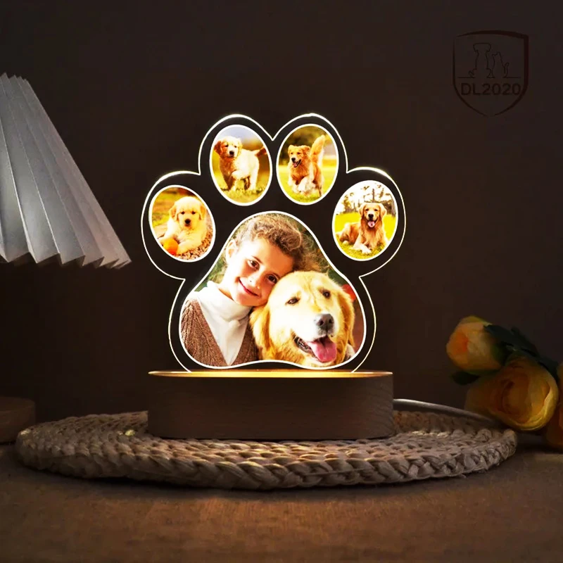 Custom Dog Photo Night Light Dog Memorial Gifts Light Up Pet Memorial Plaque Custom Photo Gift Personalized Gift for Pet Loss