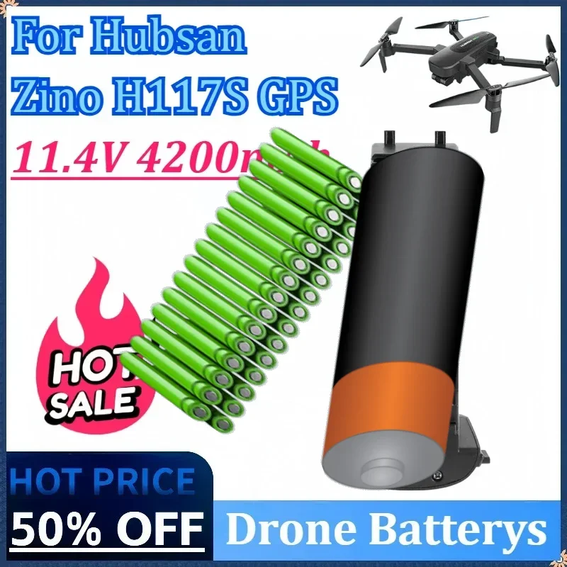

11.4V 4200mAh Lithium Drone Batterys for Hubsan Zino H117S GPS Brushless Quadcopter Accessories Rechargeable Battery Black