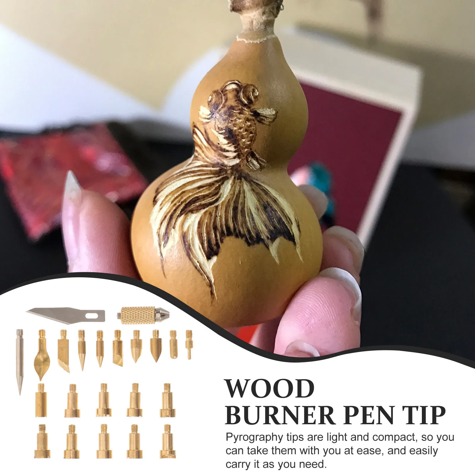 22Pcs Pyrography Pen Tips Metal Wood Burning Tips Replacement Set Wood Burner Tool Accessories Pyrography Tip Nibs Burner