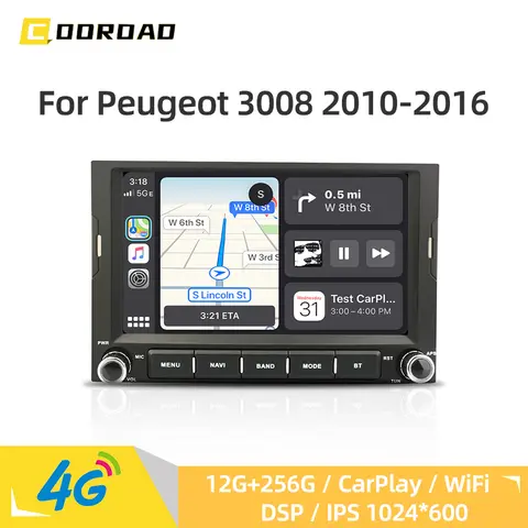 Android 14.0 Stereo Car Radio For PEUGEOT 3008 5008 Partner CITROEN Berlingo 2010-2016 CarPaly GPS Navigation 4G WiFi Bluetooth