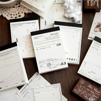 Yoofun 100 adet/grup Memo pedleri beyaz gürültü zaman DIY Scrapbooking malzeme kağıt kart önemsiz dergisi Retro arka plan dekorasyon kağıt