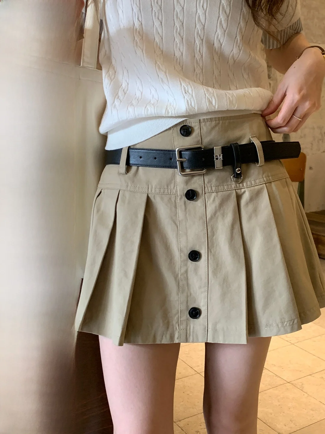 

Юбка А-силуэта в американском ретро-стиле с плиссировкой и пуговицами, с высокой талией, стройнящая, для женщин и подростков-школьниц