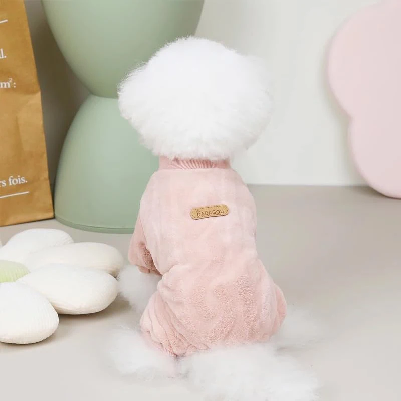 Cute Dog Clothes Pajamas Onesies Suitable For Autumn And Winter Fluffy Fleece Lining  Small Dogs Clothes Cold-Proof Warm Coat