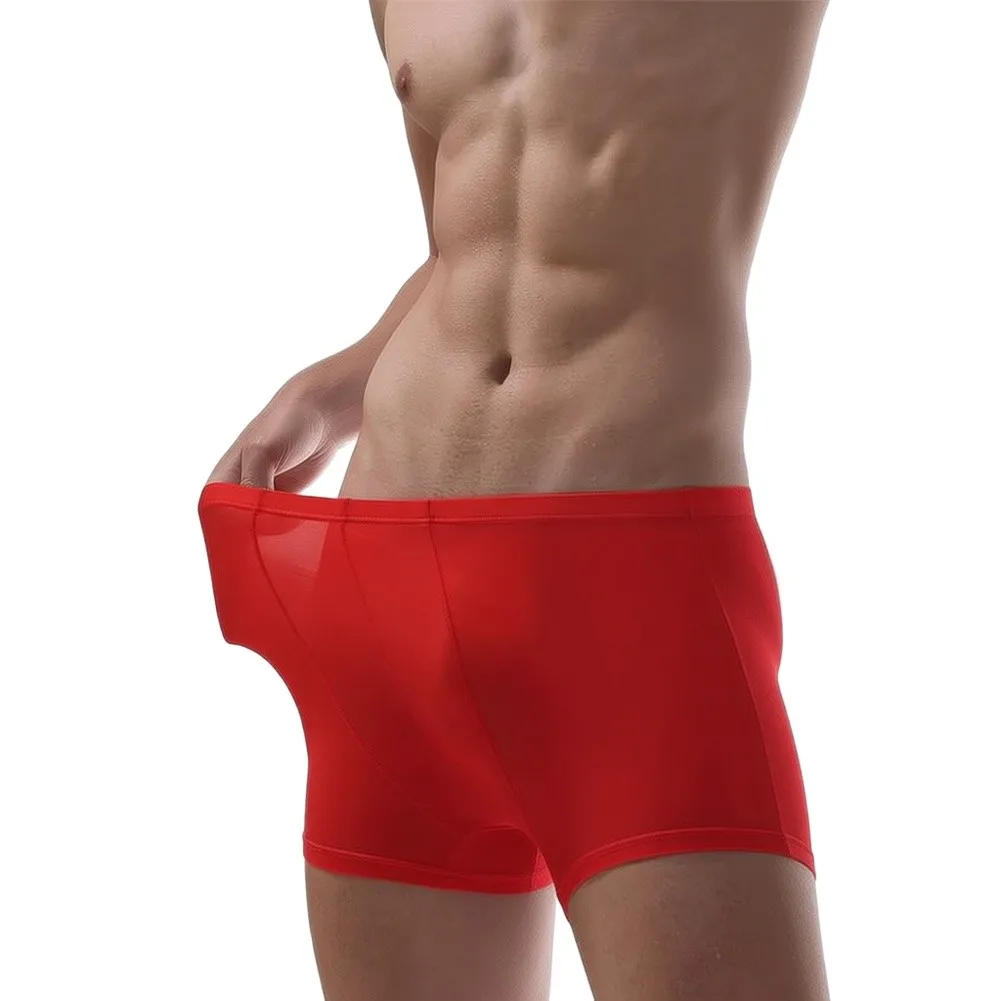 1pc Mens Ice Silk Thread Seamless Pantie Sexy See Through Thin Trunks Breathable Comfortable Briefs Mid Waist Loose Short Boxer
