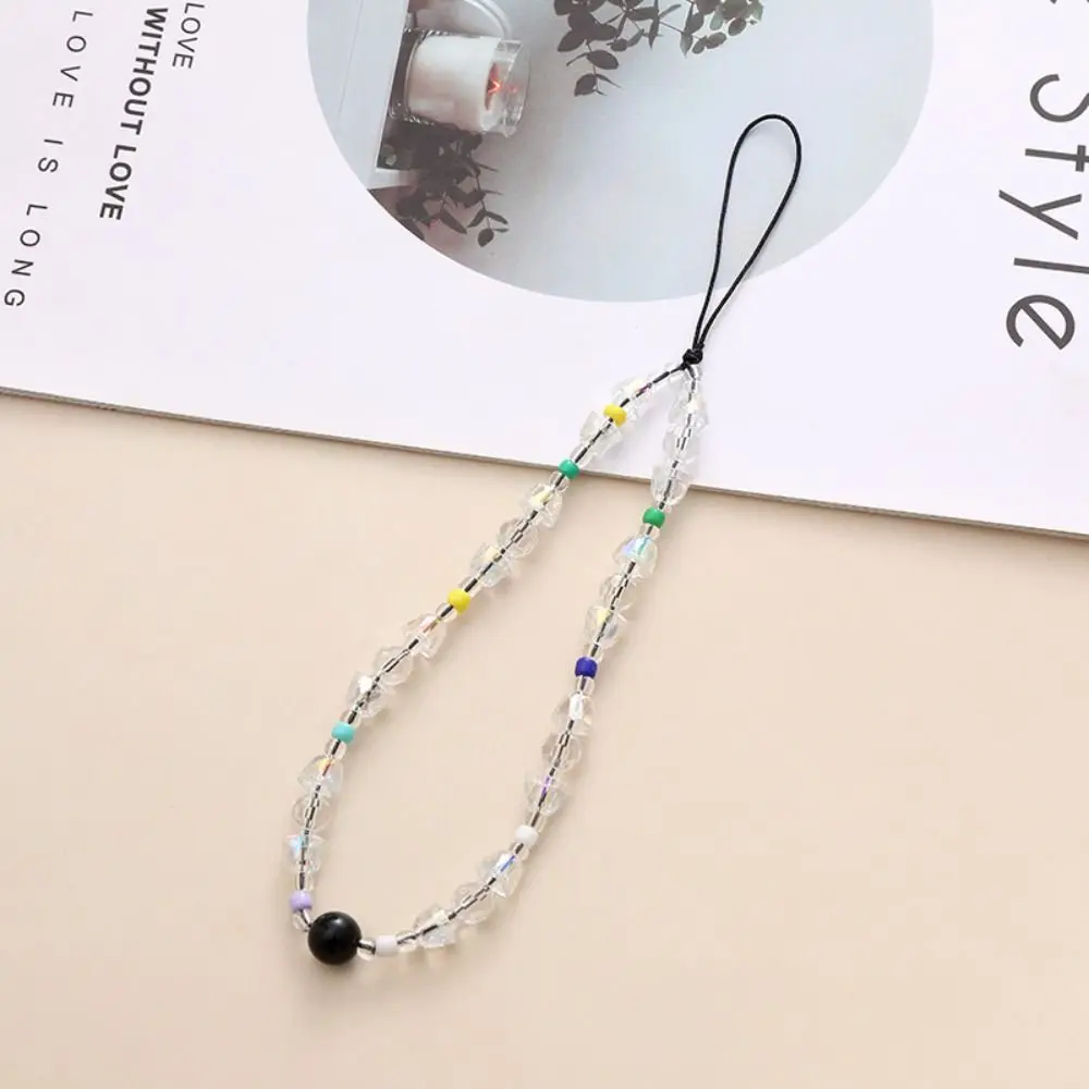 Handmade Beaded Phone Lanyard Wrist Strap Anti Loss Sling Pearl Phone Chain Beaded Colorful Cellphone Charm Christmas Present