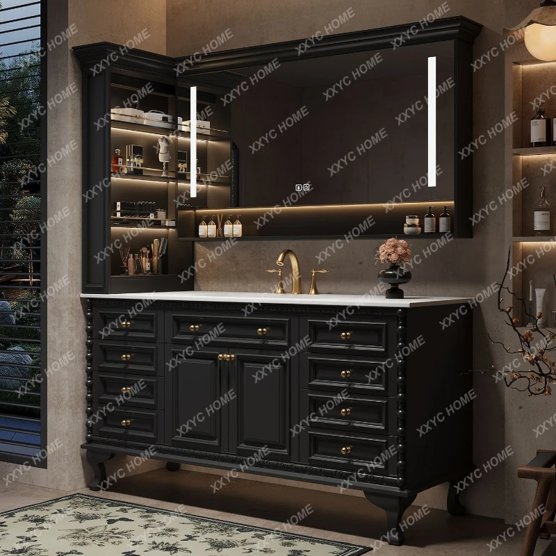 

Средневековый комбинированный шкаф для ванной комнаты от пола до потолка, ретро-умывальник, унитаз, раковина.