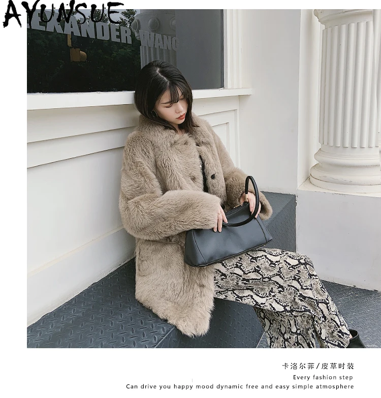 معطف فرو من جلد الغنم الطبيعي من AYUNSUE للنساء 2025 ملابس شتوية دافئة سترة من الجلد الطبيعي للنساء جديد في ملابس خارجية شوبانا Жénska #3