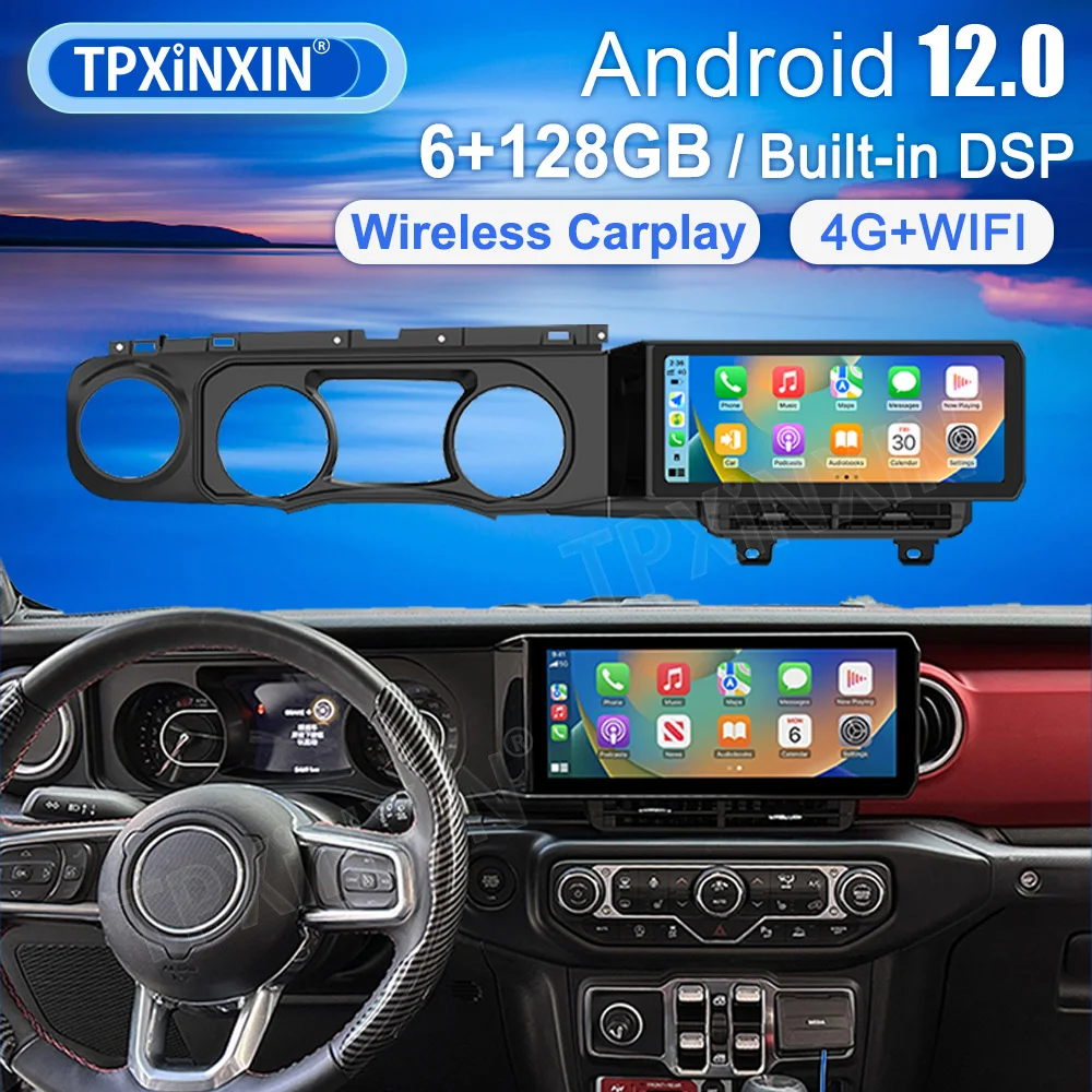 

NEW 12.3 Inch For Jeep Wrangler JL 2018-2021 Car Dashboard radio screen, Multimedia stereo player, Android unit,GPS