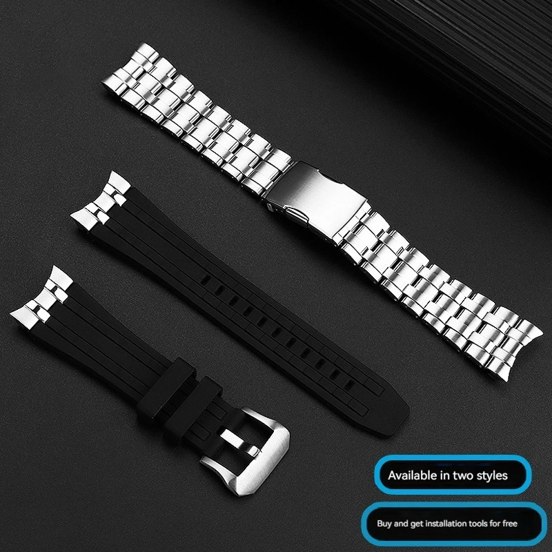 Rubber Watchband For Citizen Sky Eagle JY8051- 08E JY8051-59 JY8058 JY8059 Series Bracelet With Stainless Steel Connector 24mm