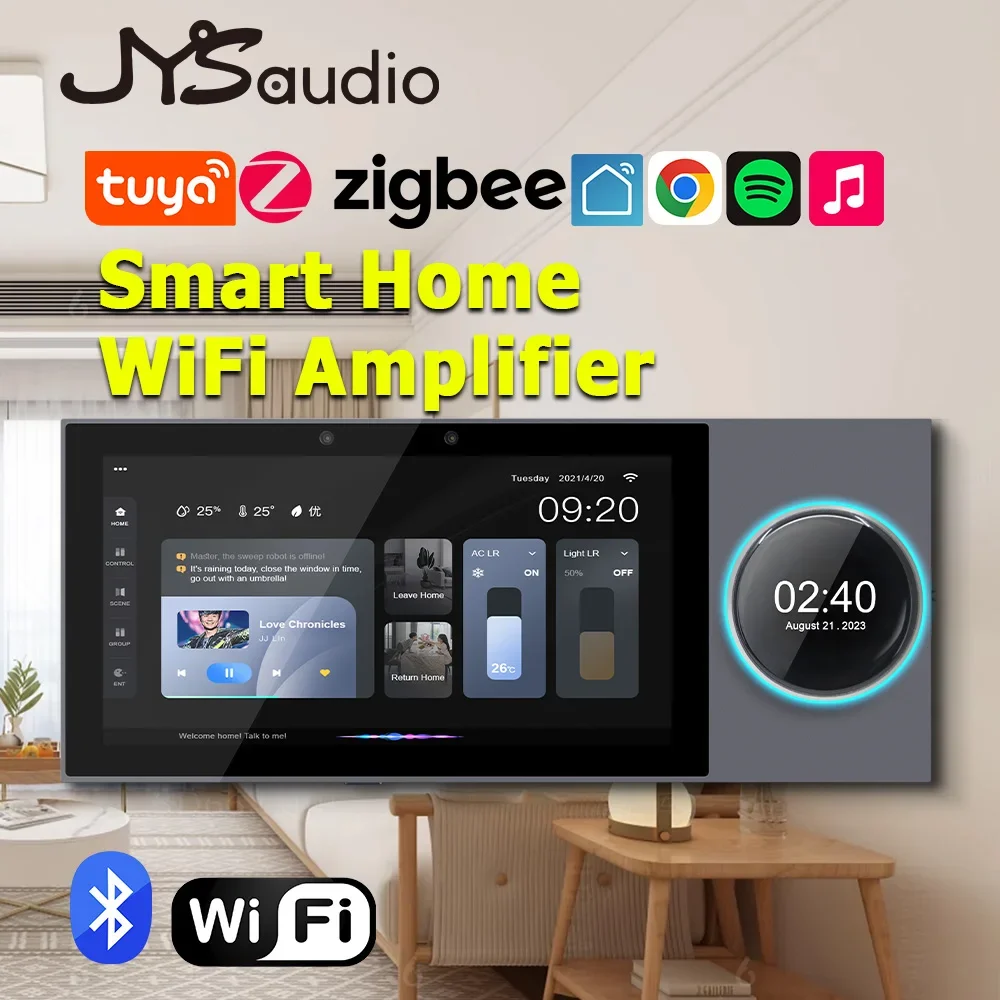 Amplificateur Audio mural domestique TUYA intelligent, passerelle ZIGBEE intégrée, panneau de commande de musique, système Android, lecteur de son, haut-parleur intégré
