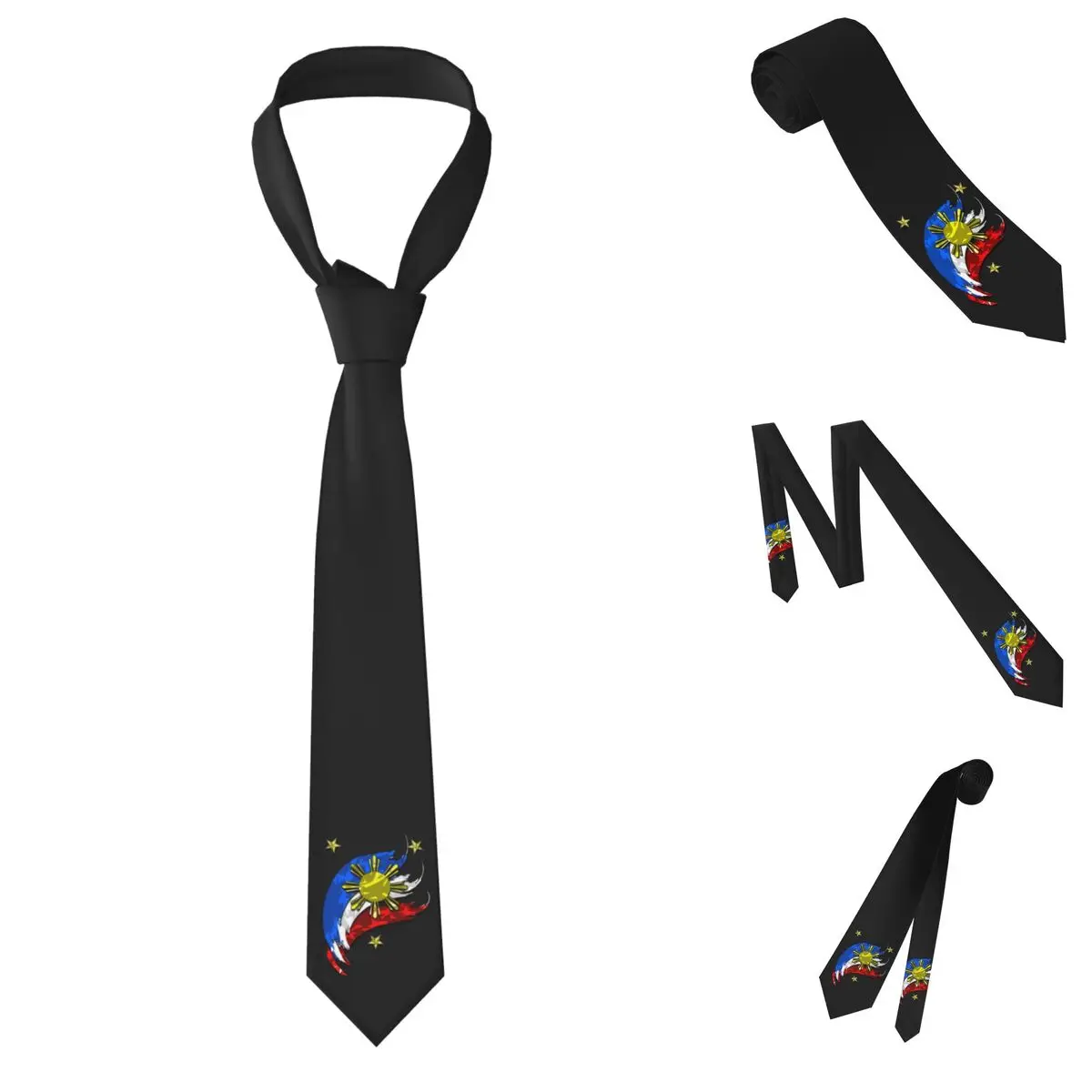 Philippines Flag Necktie for Men Silk Polyester 8 cm Neck Ties Wedding Suits Tie Casual Gravatas