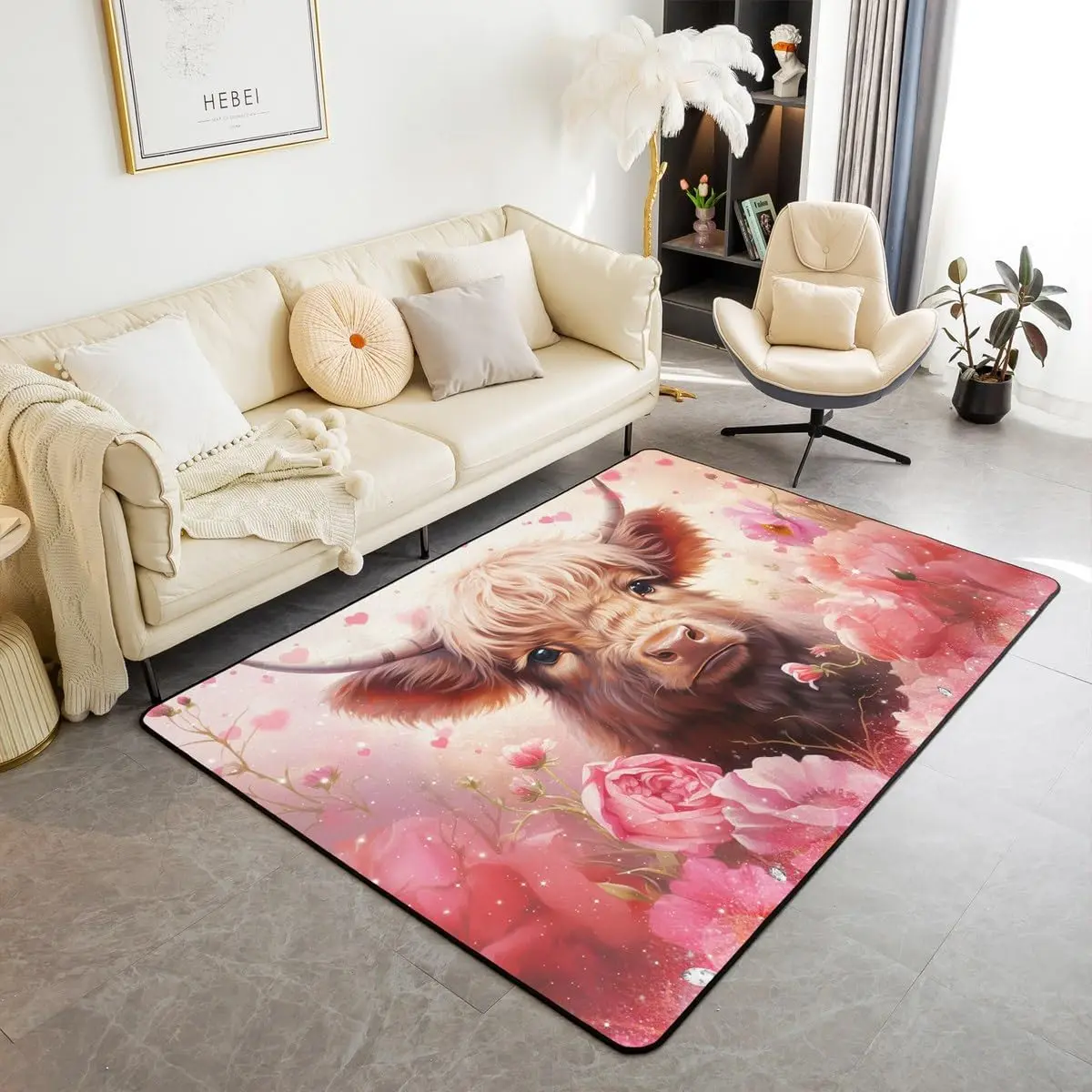 Cow Area Rug Area Rug Milk Cow Decorative Carpet Set for Boys Girls Teens Cartoon Farmhouse Animal Rugs Fruit Indoor Floor Mat