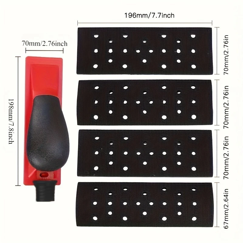 Manual sanding block, vacuum sanding block, adjustable air inlet manual sanding machine, with 4 backing polishing pads
