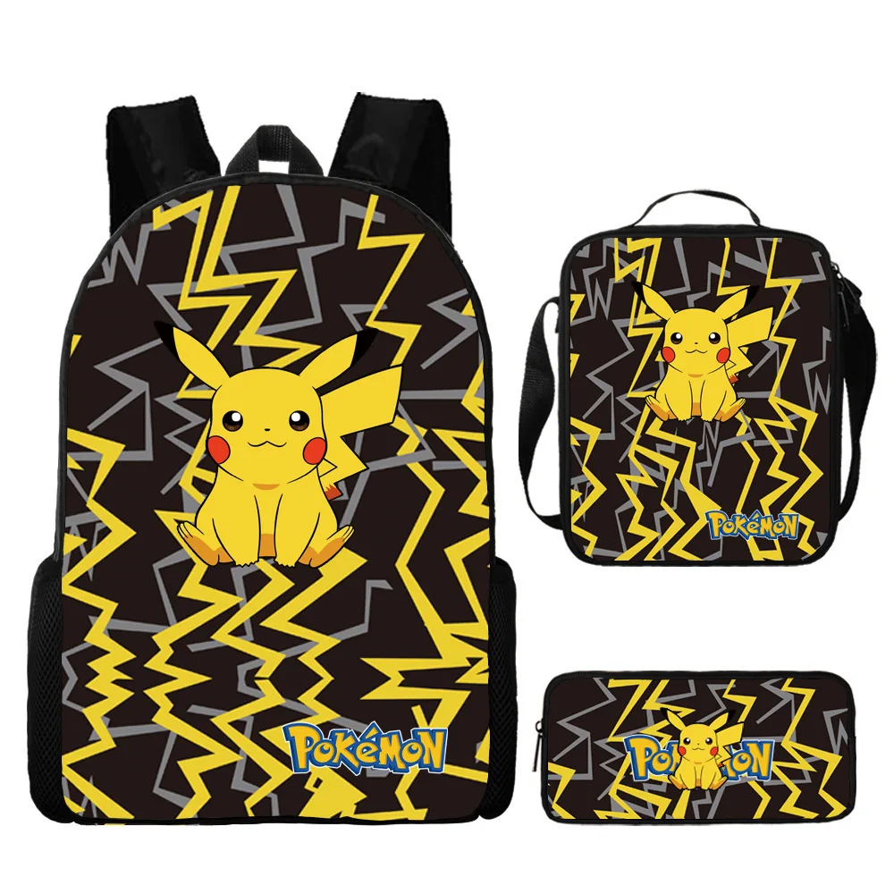 

3D Pokemon Backpack Set for Kids, Large Capacity School Bag with Crossbody & Pencil Case, Lightweight Children Bookbag 3pcs