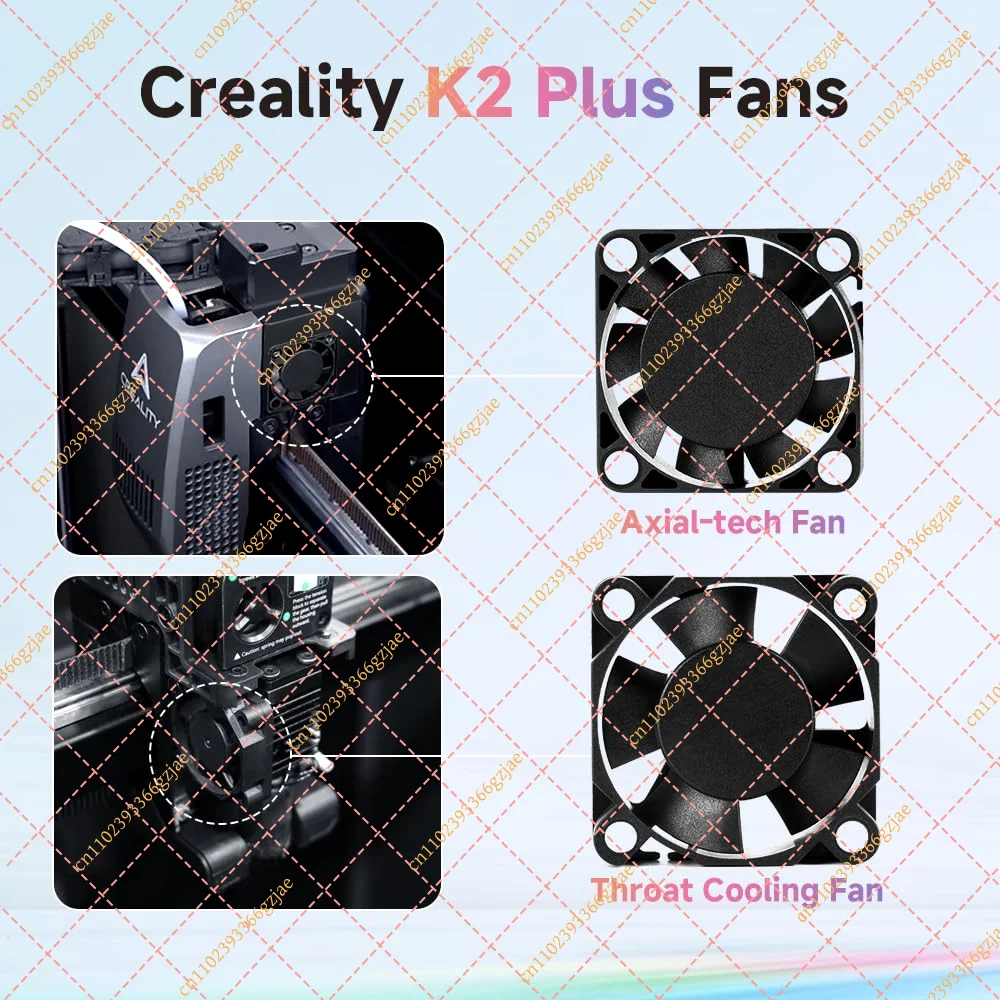 For  Creality K2 Plus Combo Cooling Fan  Axial Cooling Fan Throat Cooling Fan with 2 Pin Terminal K2 Plus 3D Printer Part
