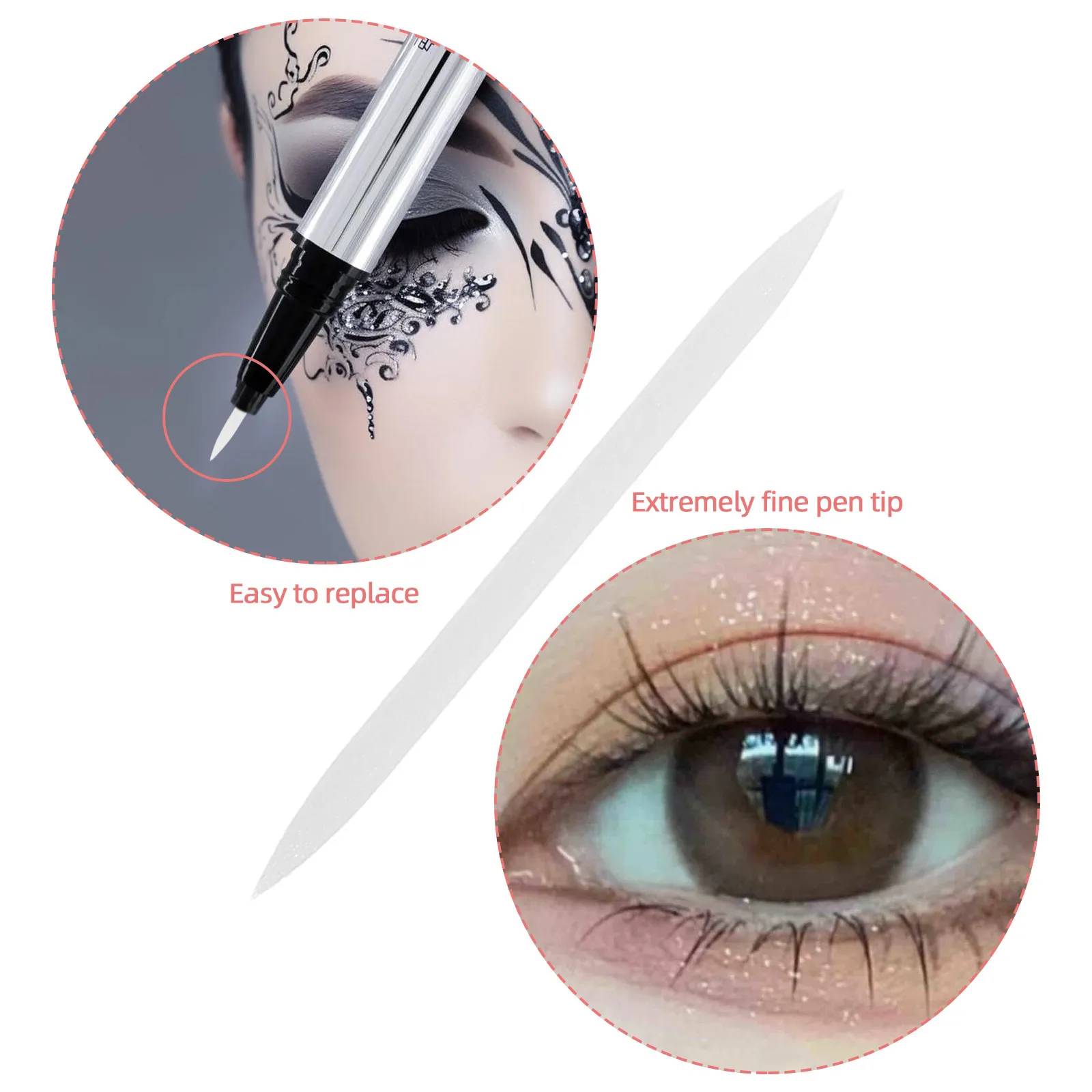 50 Stück Eyeliner-Pinselköpfe, Ersatzspitzen aus weichem Silikon für DIY-Eyeliner-Applikator-Werkzeug, Make-up, langanhaltend
