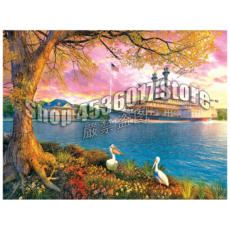 

Mississippi Queen City Boats 5D DIY Diamond Painting Cross Stitch Embroidery Patterns Rhinestones Diamond Mosaic Handmade