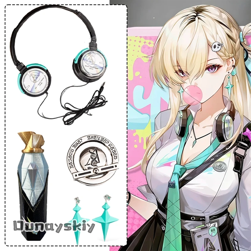 Game Wuthering Waves Lynae Cosplay Costume Headphones Earrings Brooches Handheld Prop Accessory Full Set Halloween Disguise