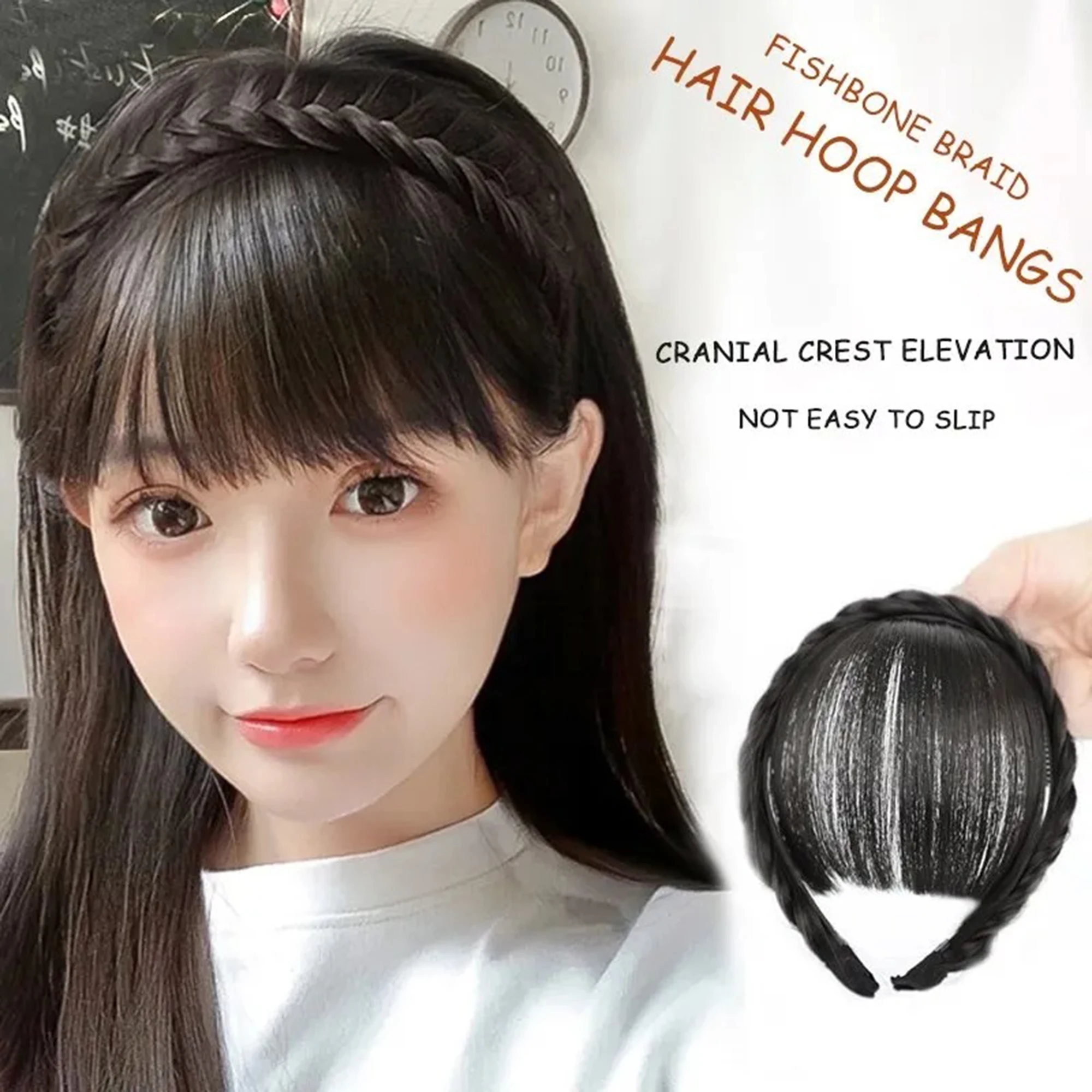 ใหม่อุปกรณ์เสริมผมแถบคาดศีรษะสังเคราะห์ Air Bangs วิกผม Braids ทนความร้อนคลิปใน Hair Extensions Hairpieces สําหรับผู้หญิง